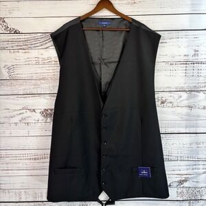 Gioberti Men's 6XL Vest Black Button V-Neck Waistcoat Formal Career Pockets NWT